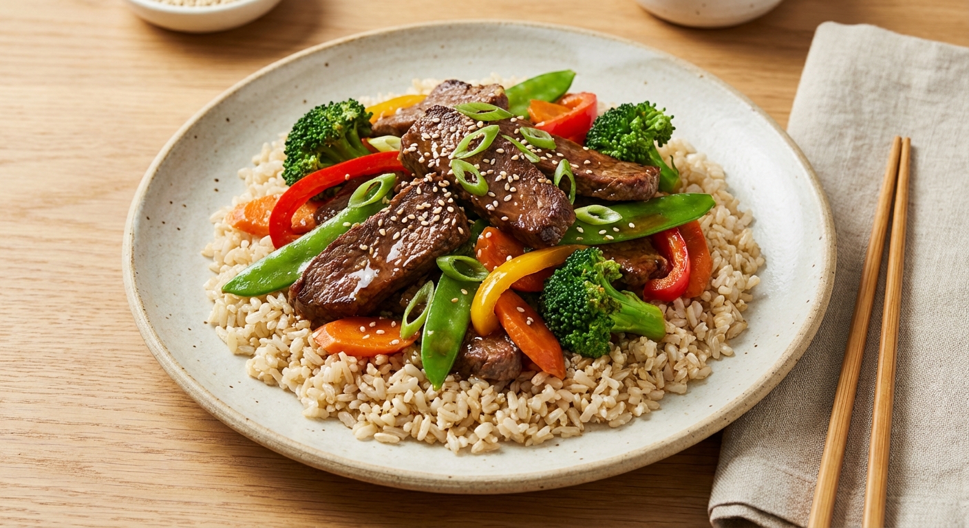 Beef & Vegetable Stir‑Fry with Brown Rice