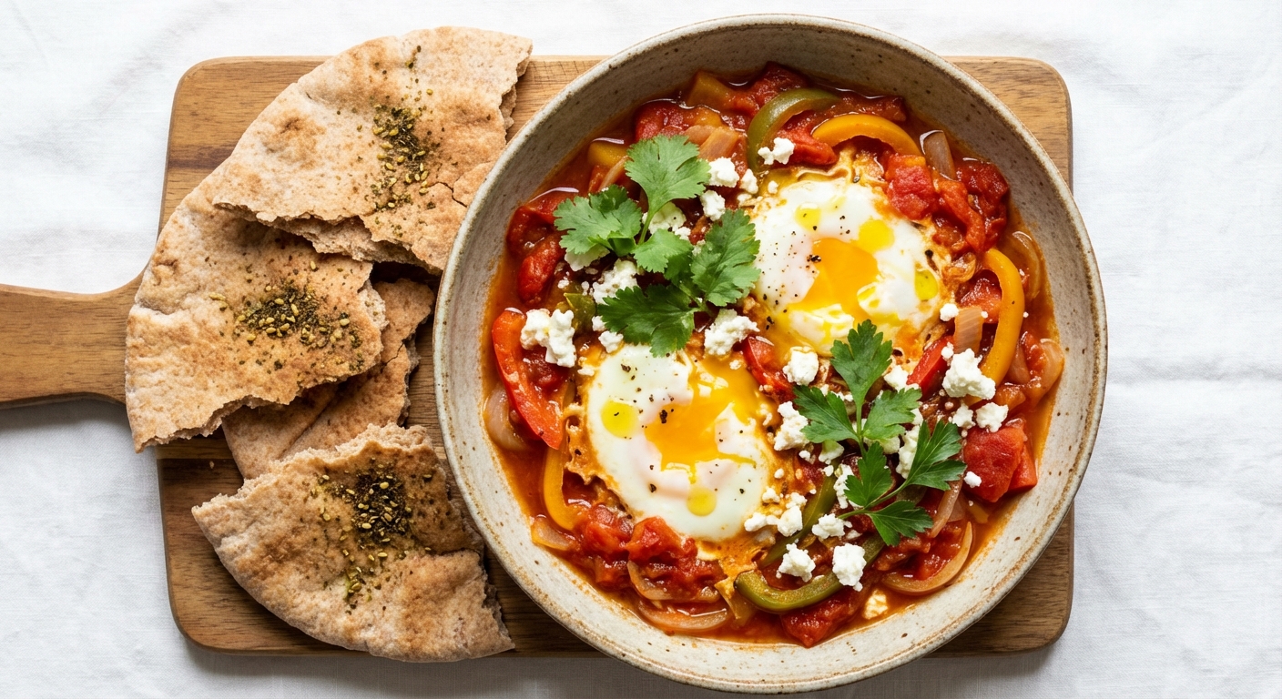 Light Shakshuka with Whole-wheat Pita