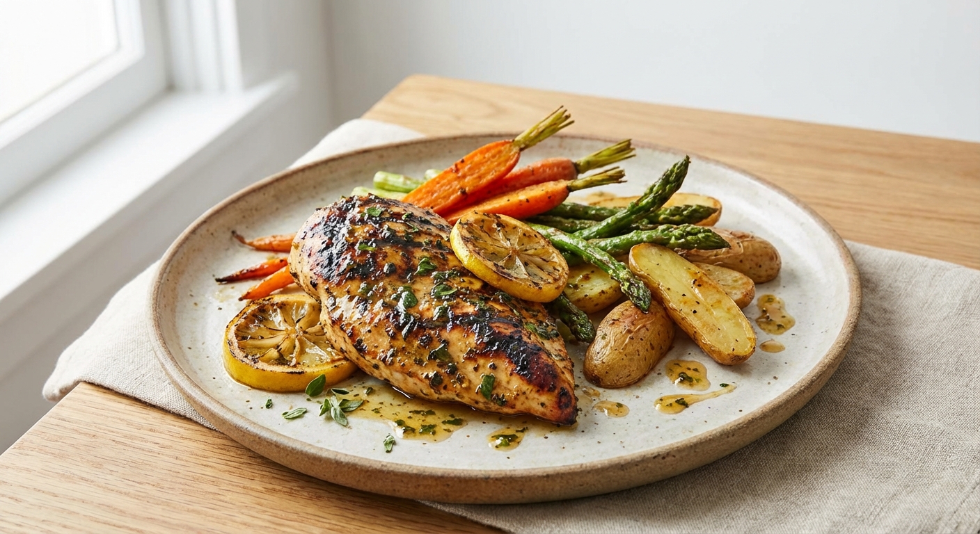 Grilled Lemon Herb Chicken with Veggies