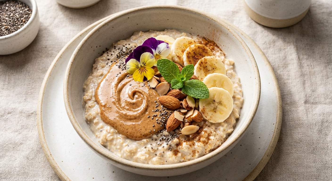 Creamy Overnight Oats with Almond Butter & Banana