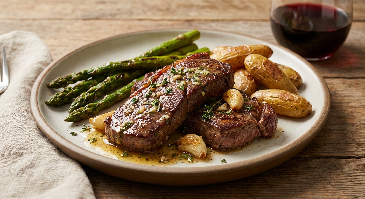 Garlic-Butter Pan-Seared Beef Strips (Steakhouse Style)