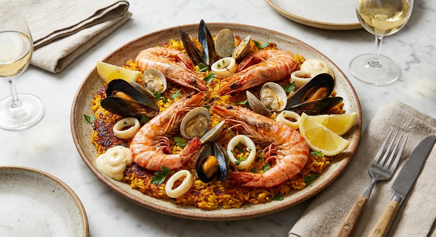 Seafood Paella with Shrimp & Mussels