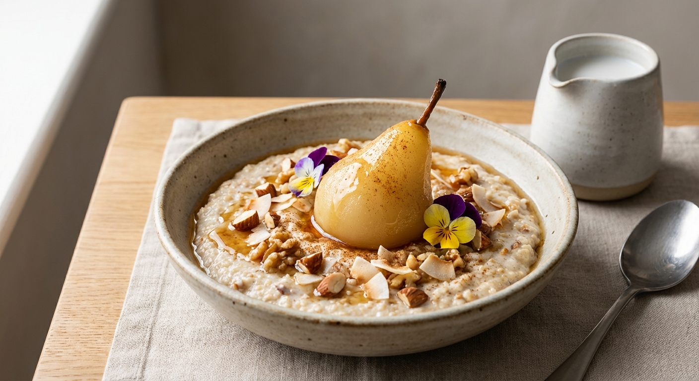 Warm Nut & Coconut Porridge with Pear