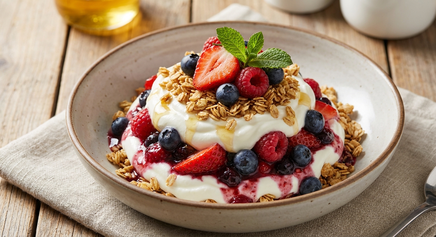 Greek Yogurt Berry Parfait with Toasted Oats