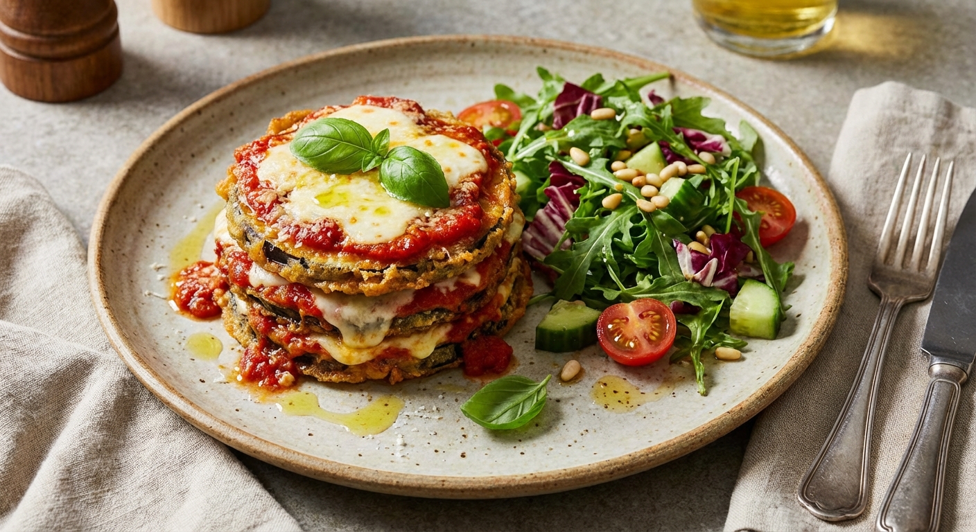 Eggplant Parmigiana with Side Salad
