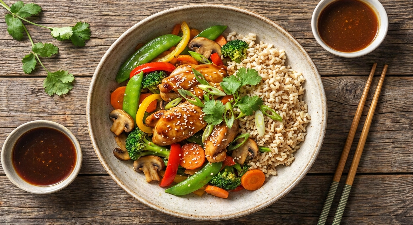 Chicken & Vegetable Stir-Fry with Brown Rice