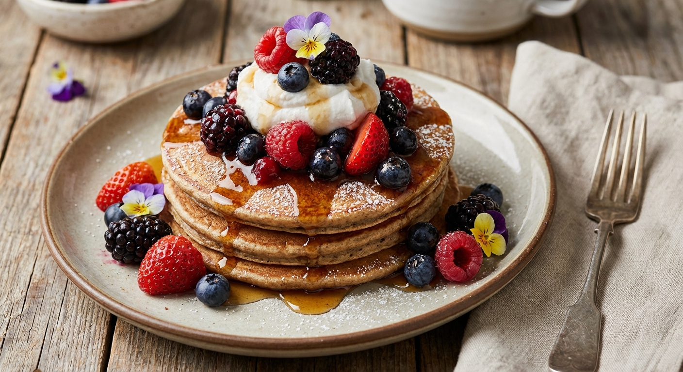 Egg-Free Buckwheat Pancakes with Berry Compote