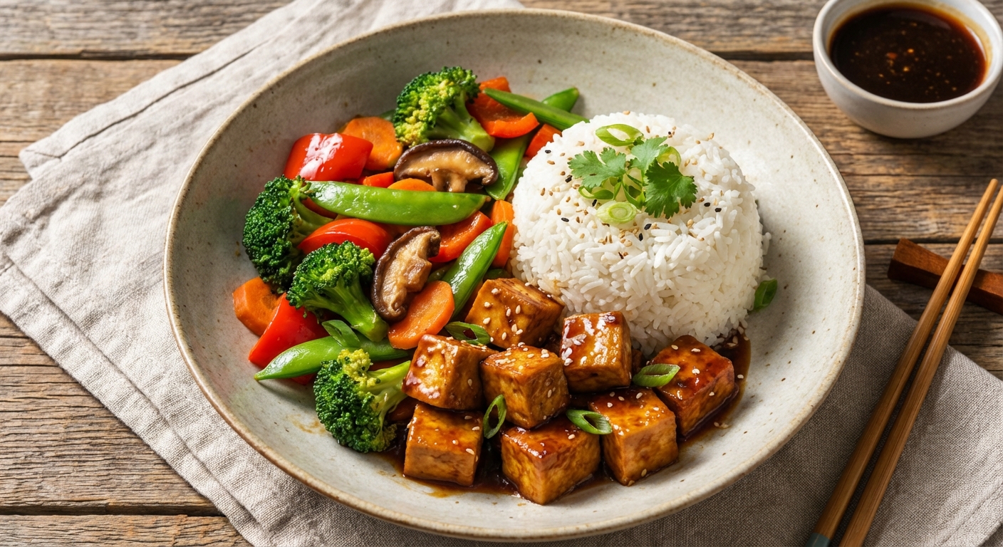 Teriyaki Tofu Stir-Fry with Vegetables & Jasmine Rice