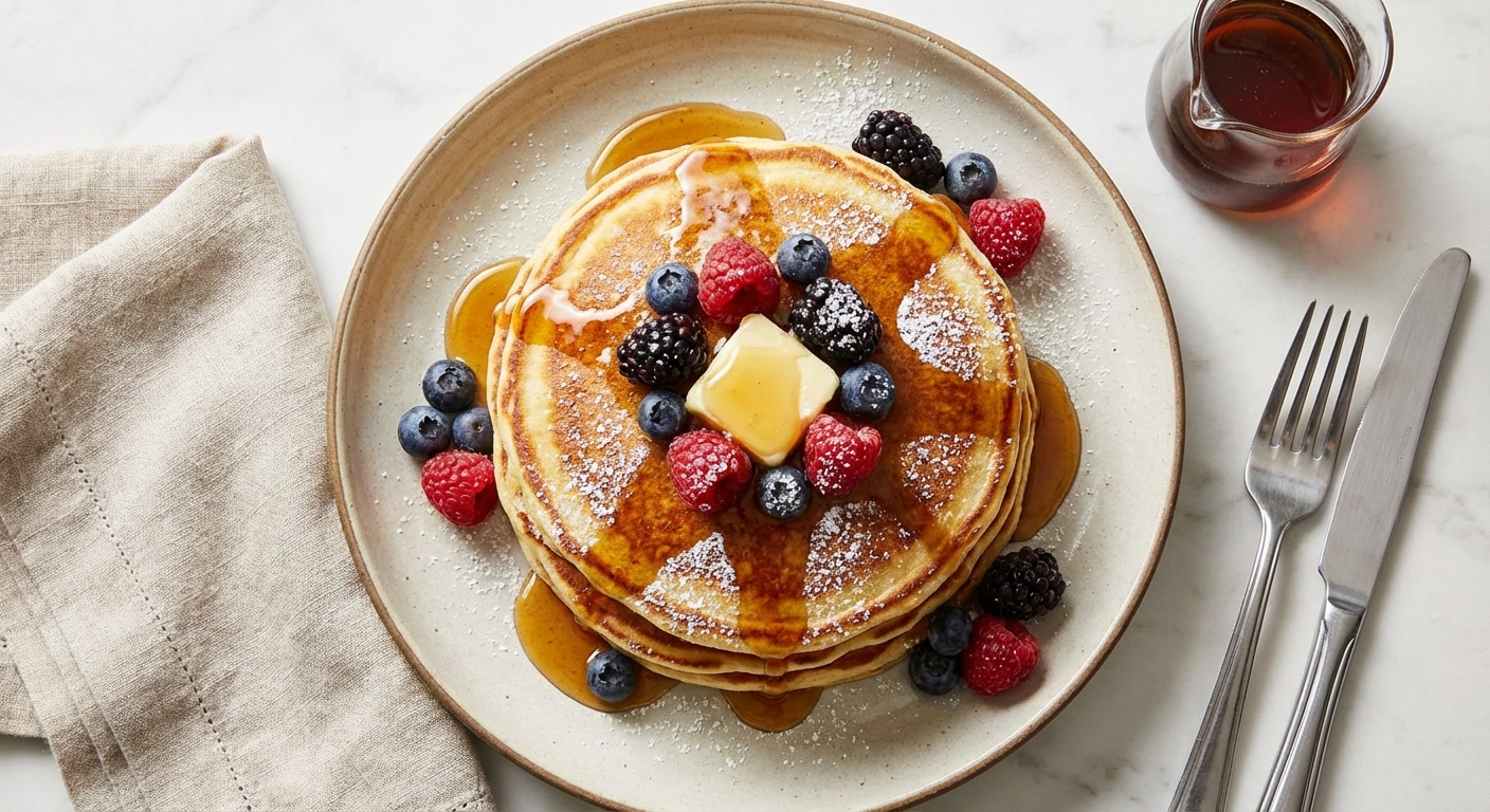 Restaurant-Style Buttermilk Pancakes (From-Home Staple Flour)