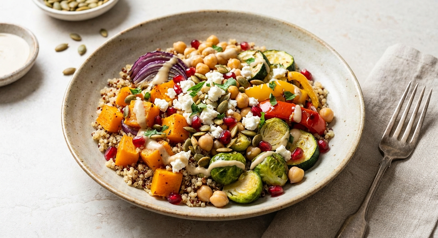 Quinoa & Chickpea Salad with Roasted Veggies