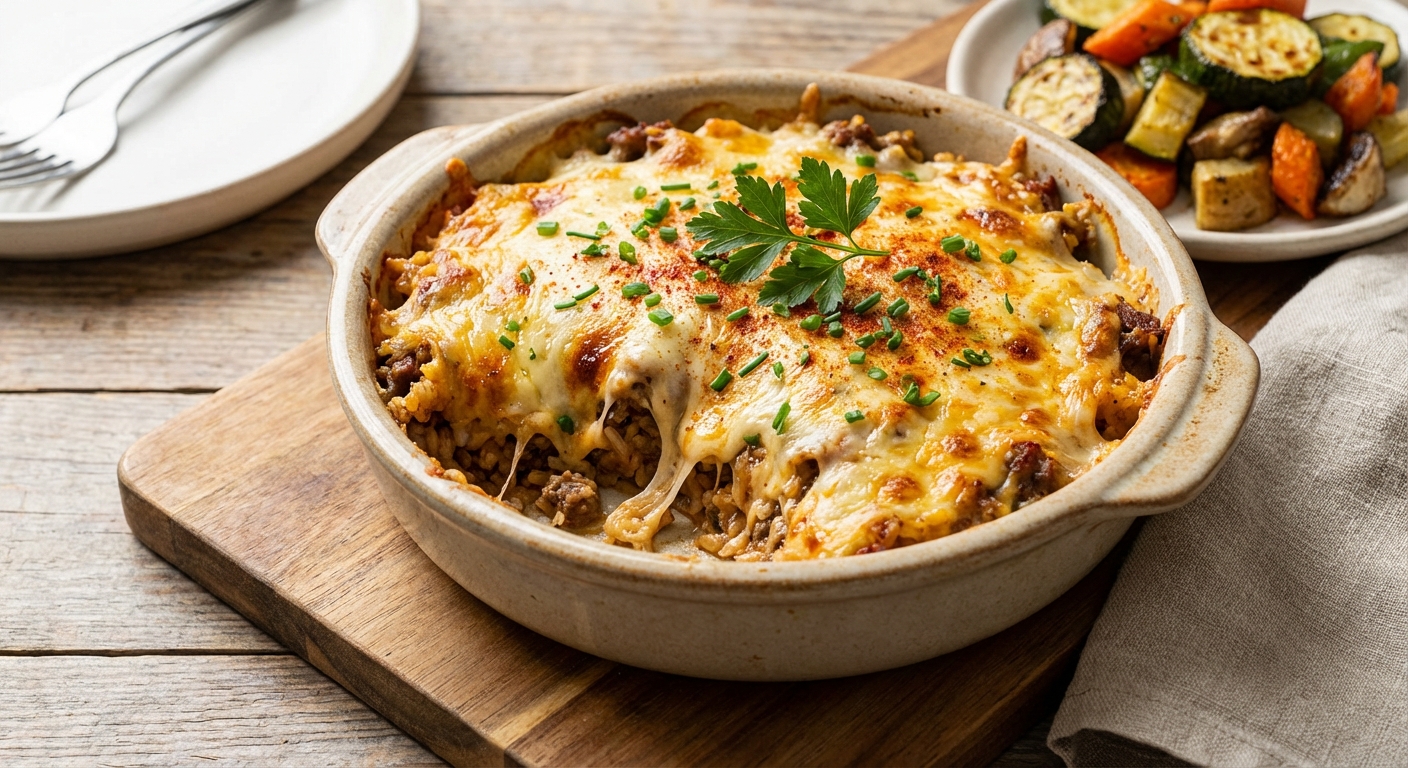 Cheesy Beef and Rice Casserole