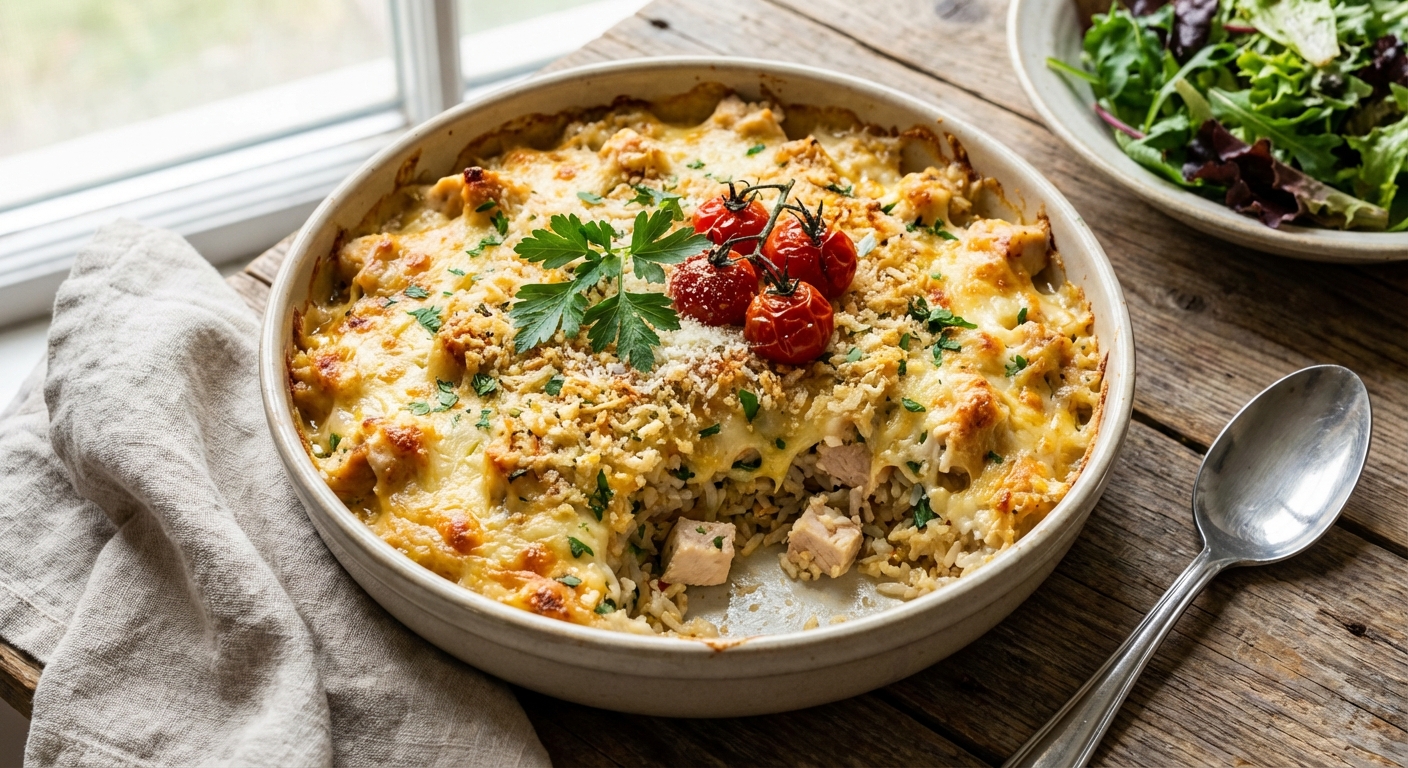 Cheesy Chicken and Rice Bake