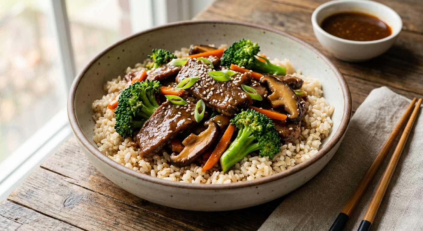 Beef & Broccoli Stir-Fry with Brown Rice