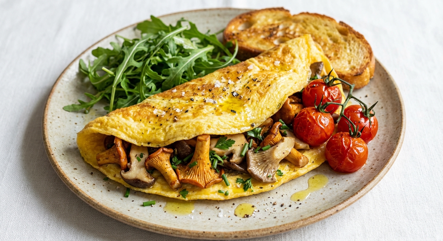 Mushroom & Herb Omelette with Cherry Tomatoes