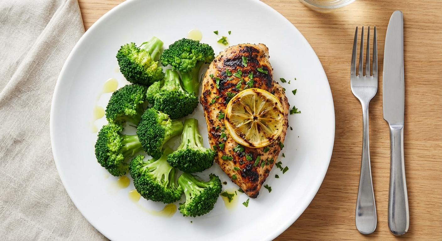 Grilled Lemon Herb Chicken with Steamed Broccoli