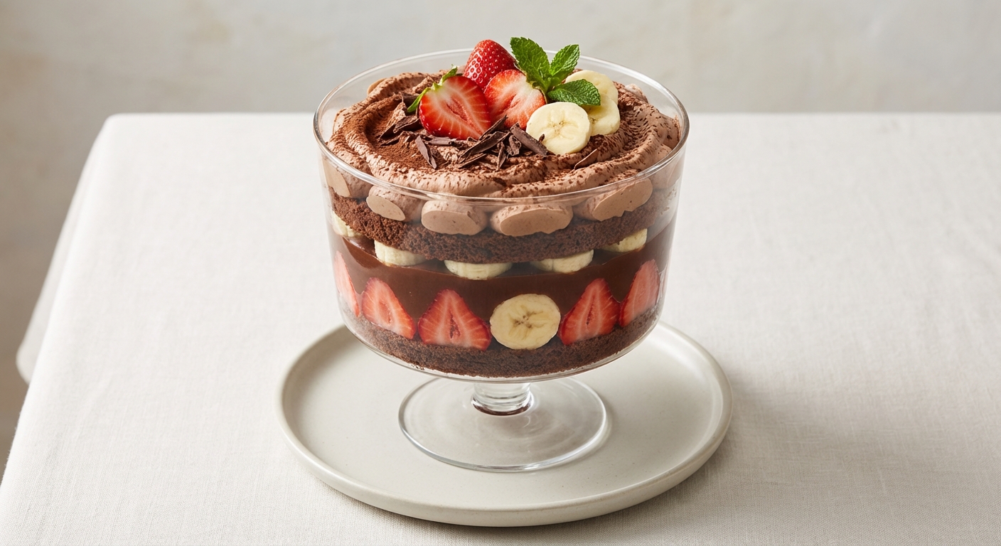 Decadent Chocolate Strawberry‑Banana Trifle with Chocolate Chantilly