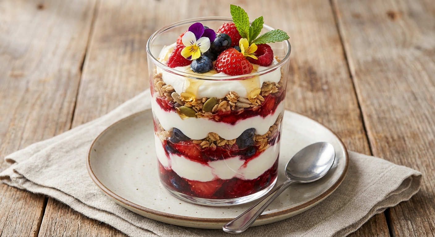 Greek Yogurt Berry Parfait (Nut-Free Granola)