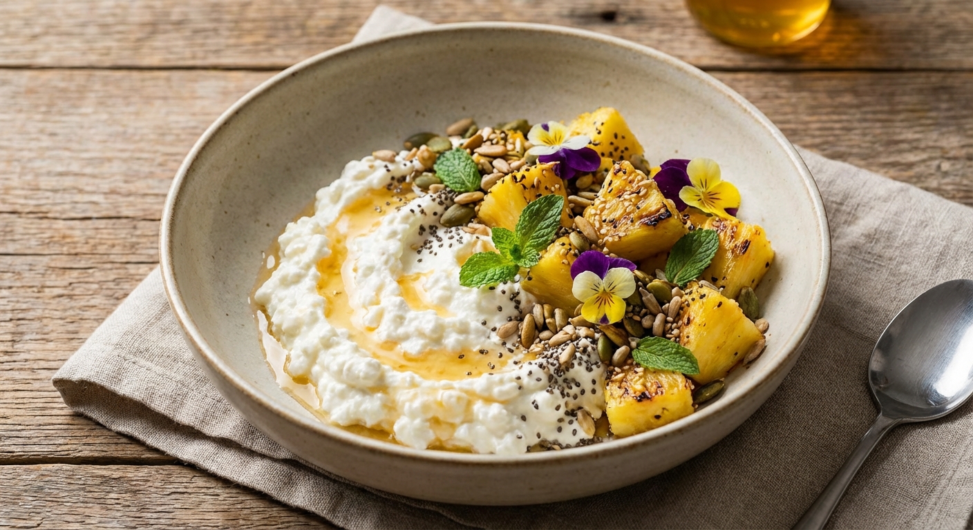 Cottage Cheese & Pineapple Bowl with Toasted Seeds