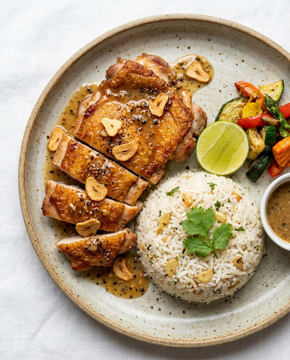 Garlic Pepper Chicken and Rice