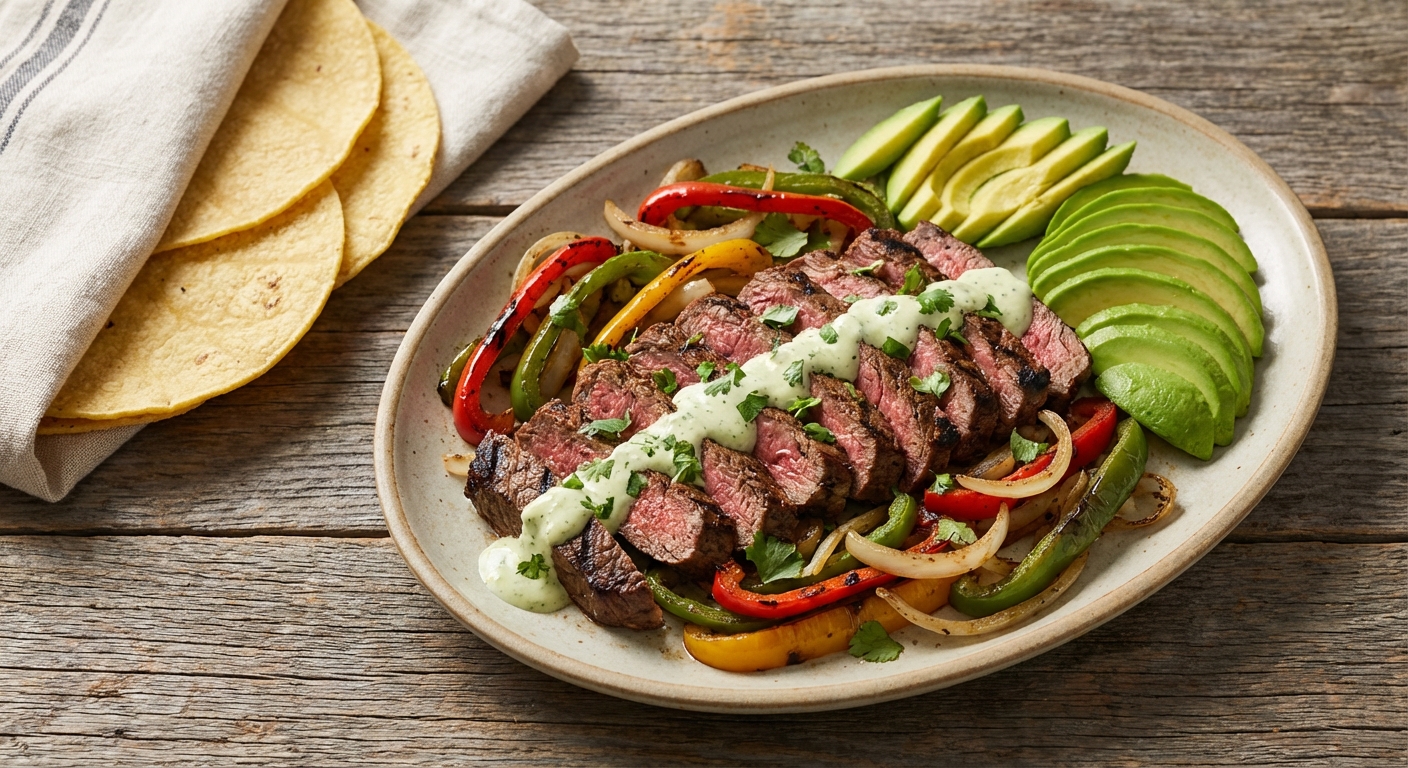 Beef Fajitas with Corn Tortillas & Avocado