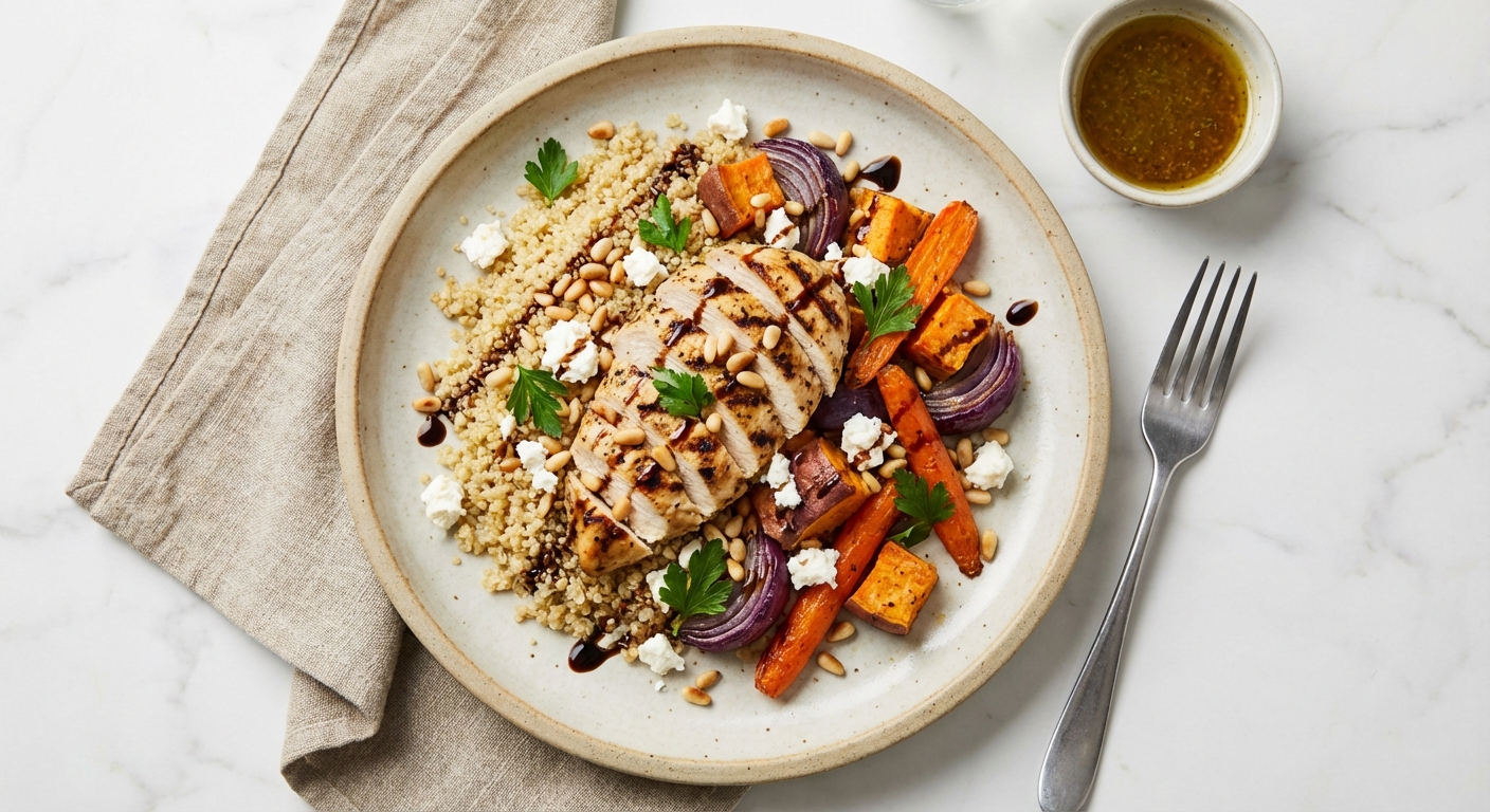 Grilled Chicken & Quinoa Salad with Roasted Veggies