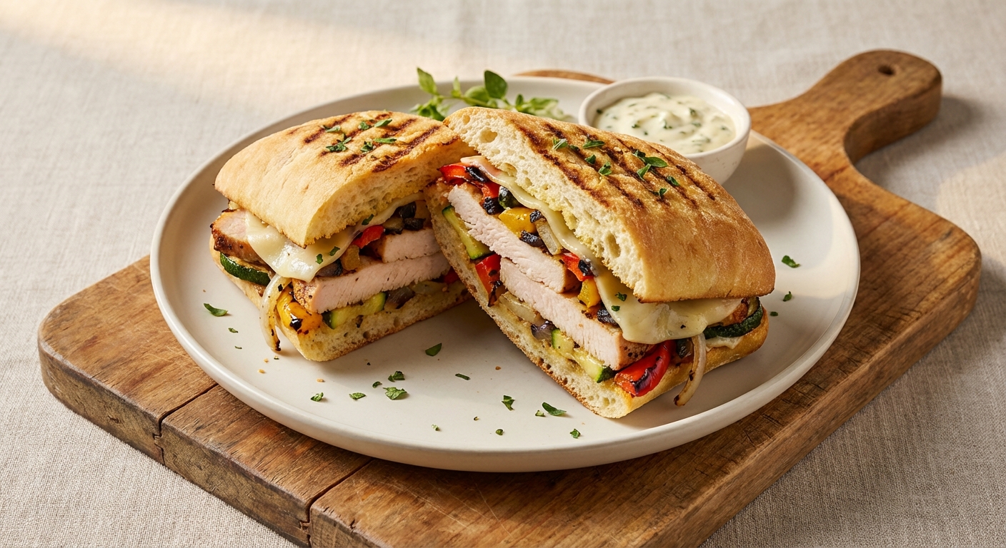 American Grilled Turkey & Roasted Vegetable Panini with Provolone