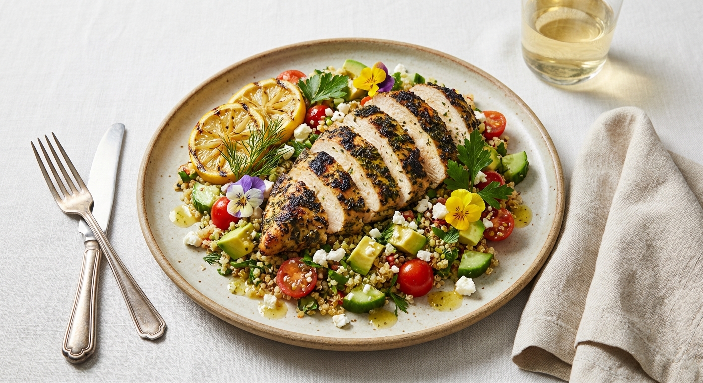 Lemon-Herb Grilled Chicken with Quinoa & Avocado Salad