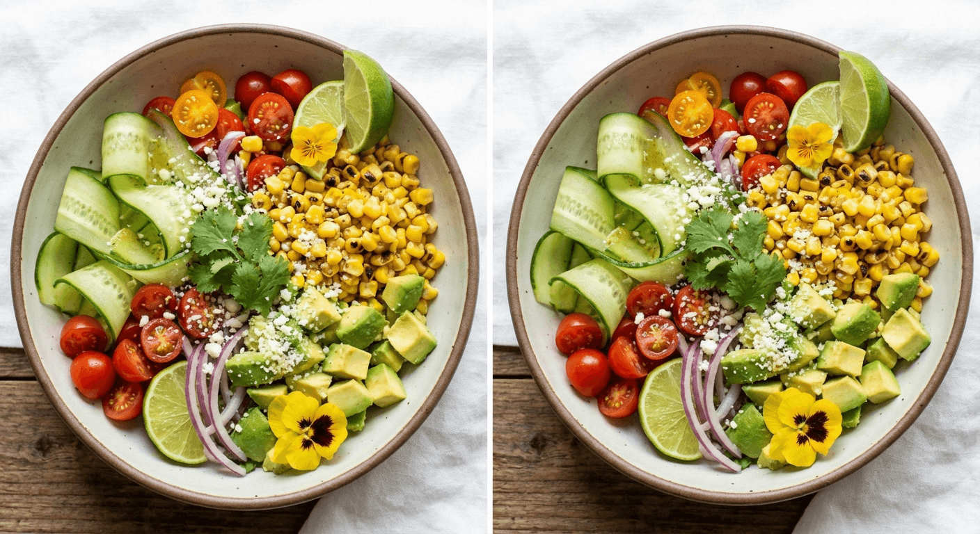 Charred Corn Avocado Cucumber Salad