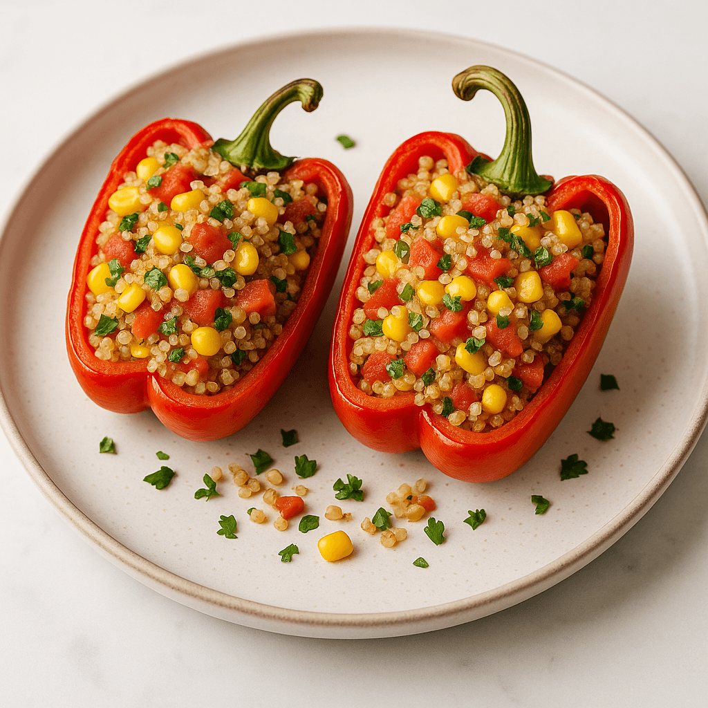 Stuffed Bell Peppers with Quinoa, Corn, and Tomatoes