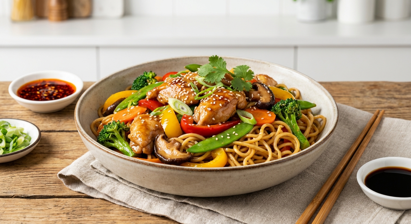 Chicken Stir-Fry with Mixed Vegetables & Noodles