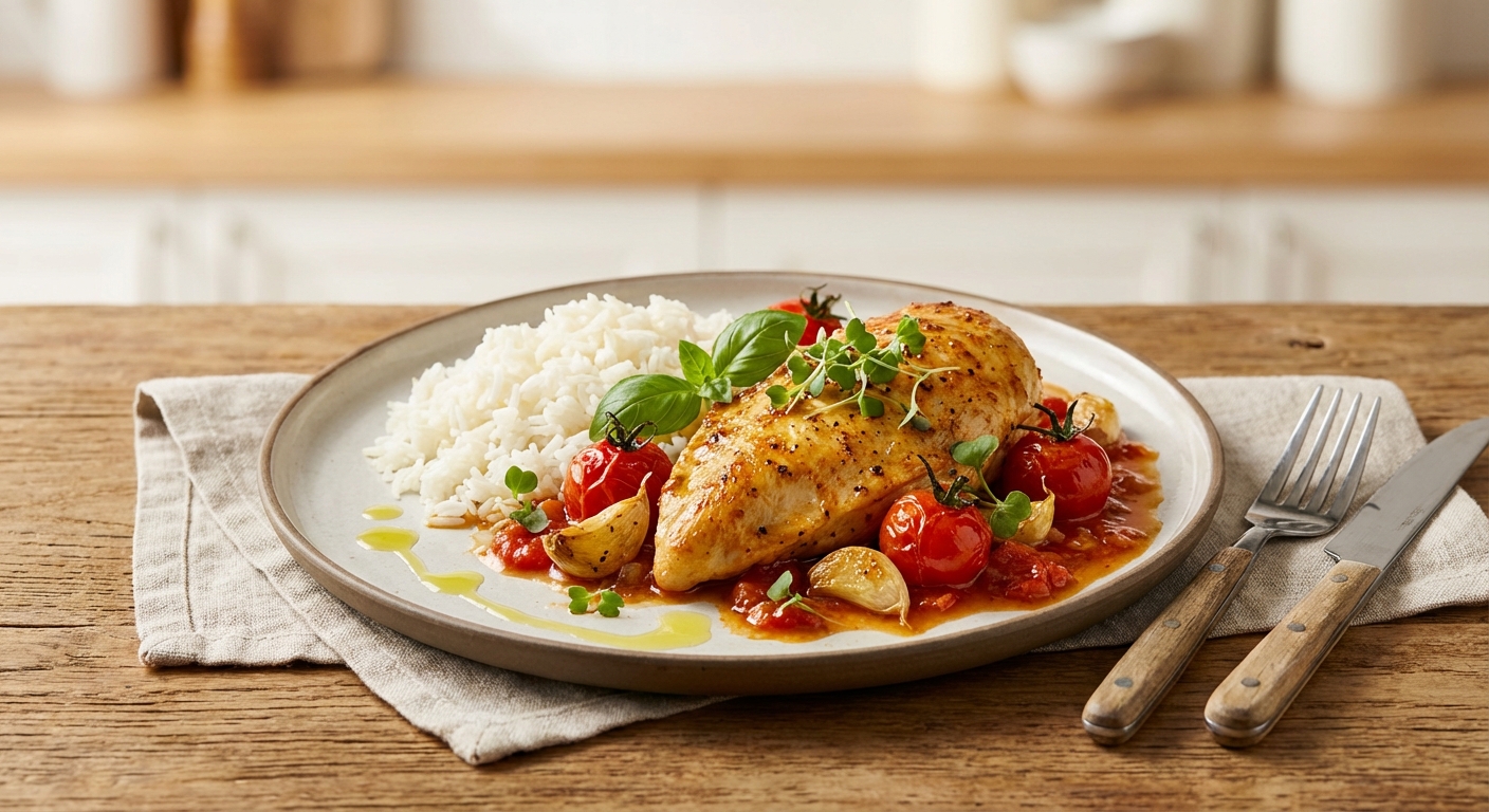Garlic Tomato Chicken with Rice