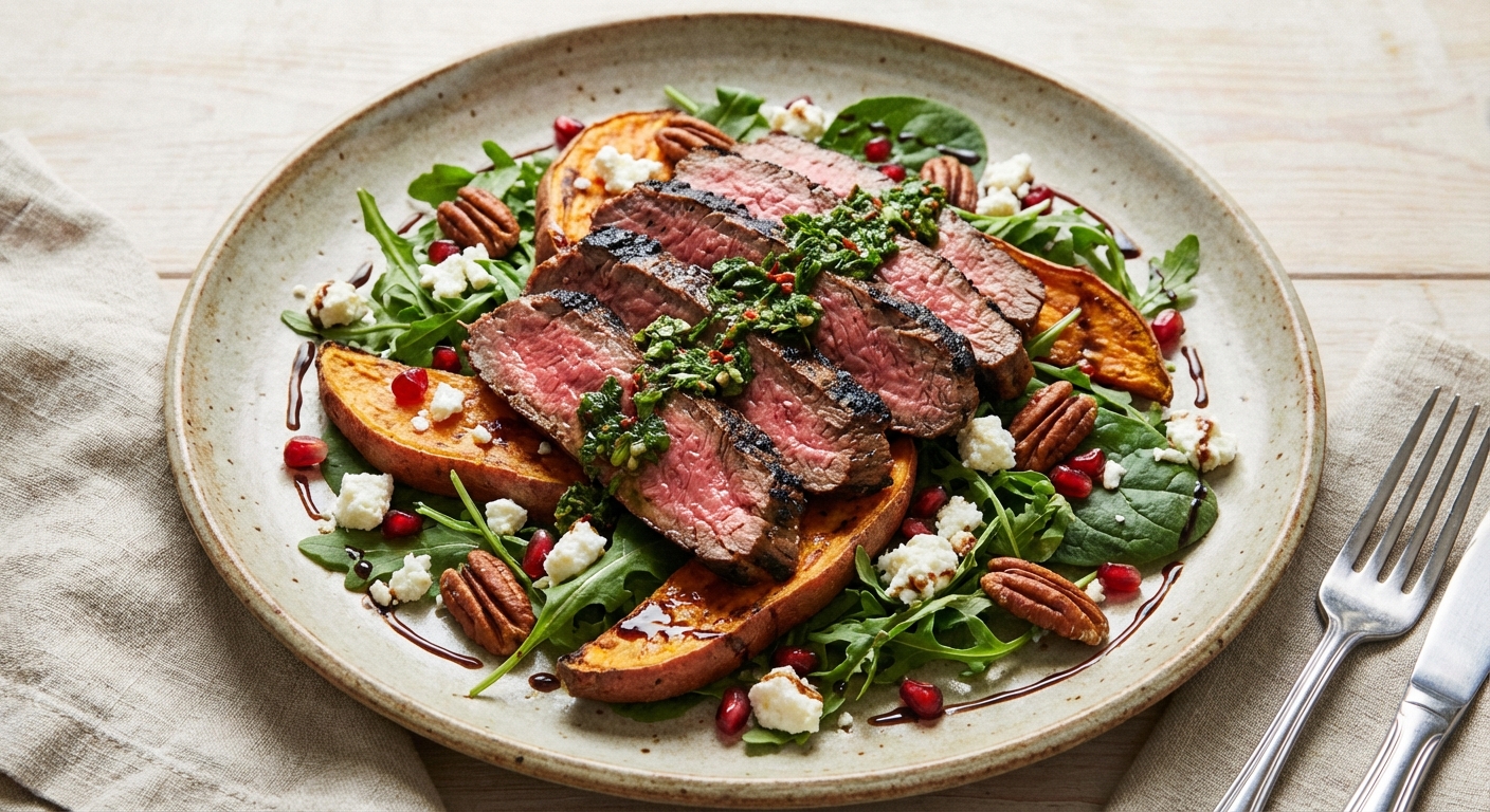 Grilled Flank Steak Salad with Roasted Sweet Potato