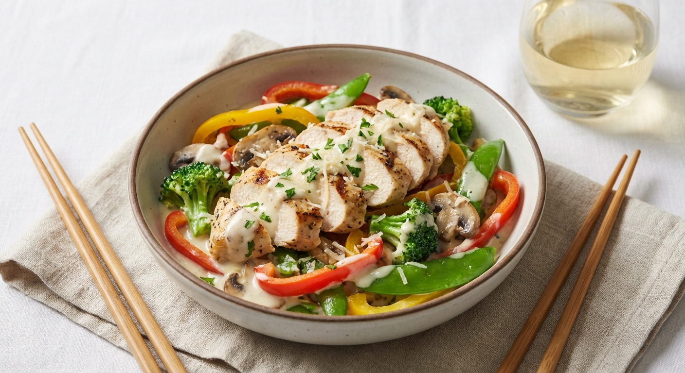 Chicken Stir Fry with Alfredo Sauce