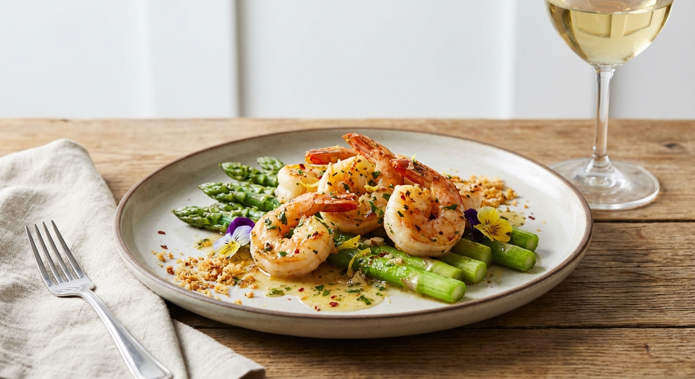 Garlic Butter Shrimp with Asparagus