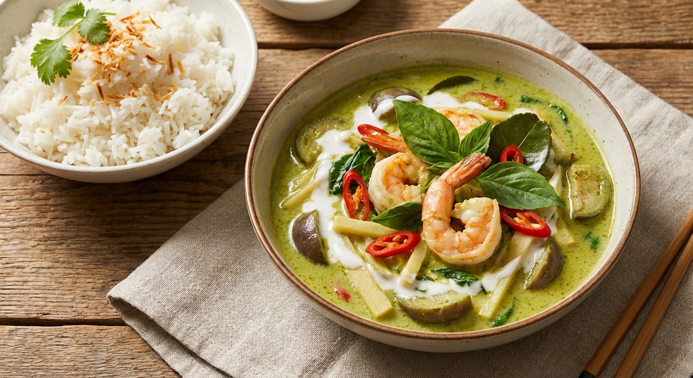 Thai Green Curry with Shrimp & Jasmine Rice