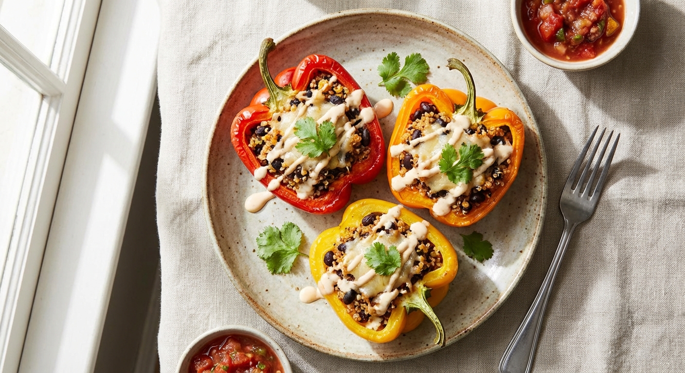 Quinoa and Black Bean Stuffed Bell Peppers