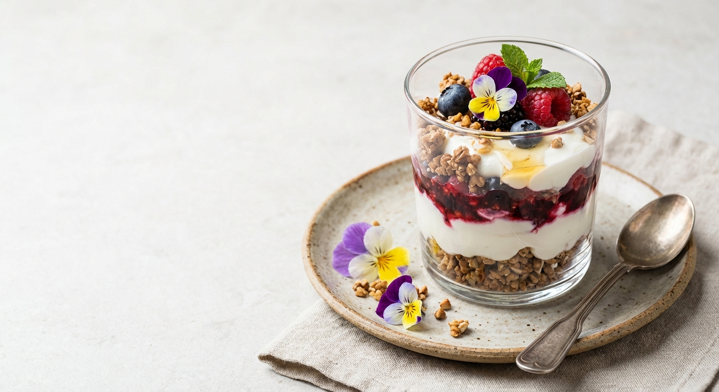 Greek Yogurt Parfait with Berries & Buckwheat-Almond Granola