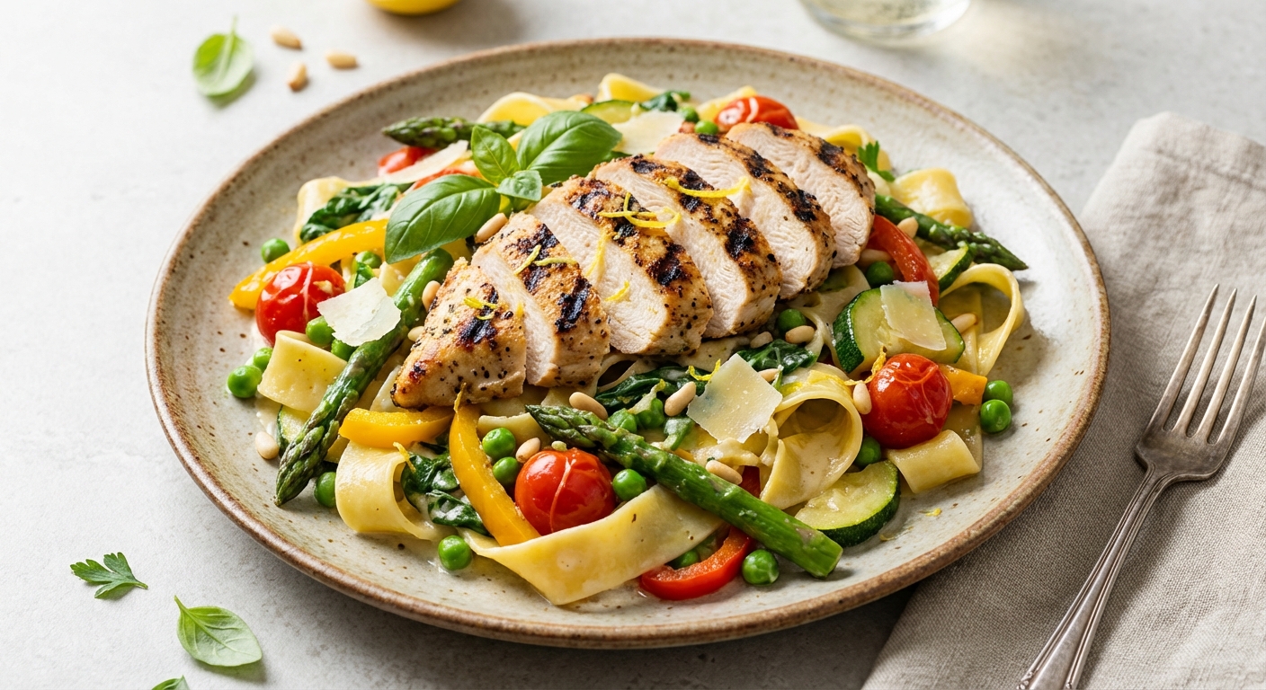 Pasta Primavera with Grilled Chicken