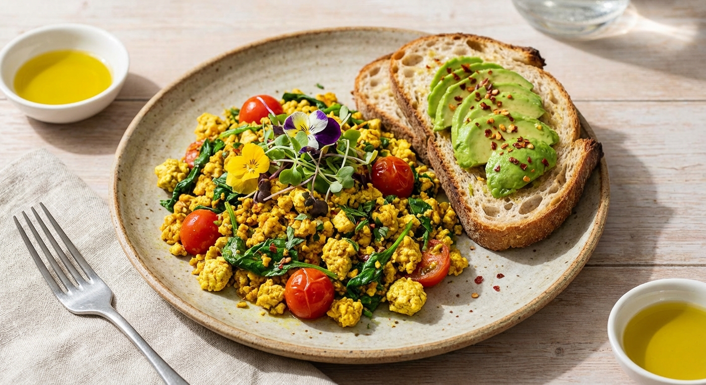 Tofu Scramble with Spinach & Toast