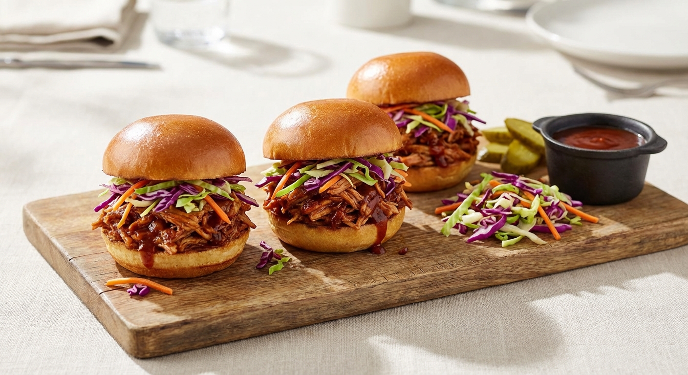 BBQ Pulled Pork Sliders with Cabbage Slaw