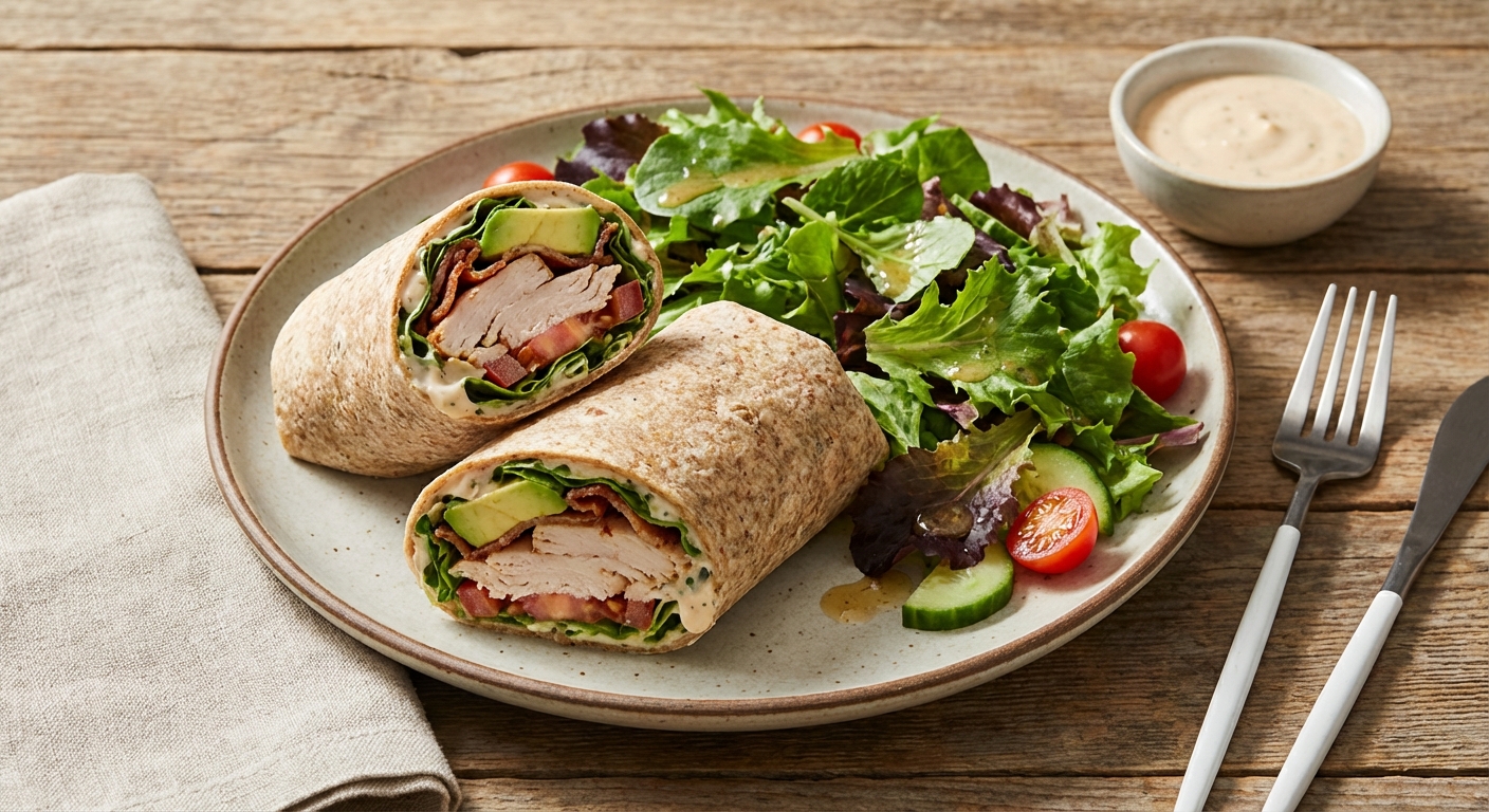 Turkey & Avocado Whole-Grain Wraps with Mixed Greens