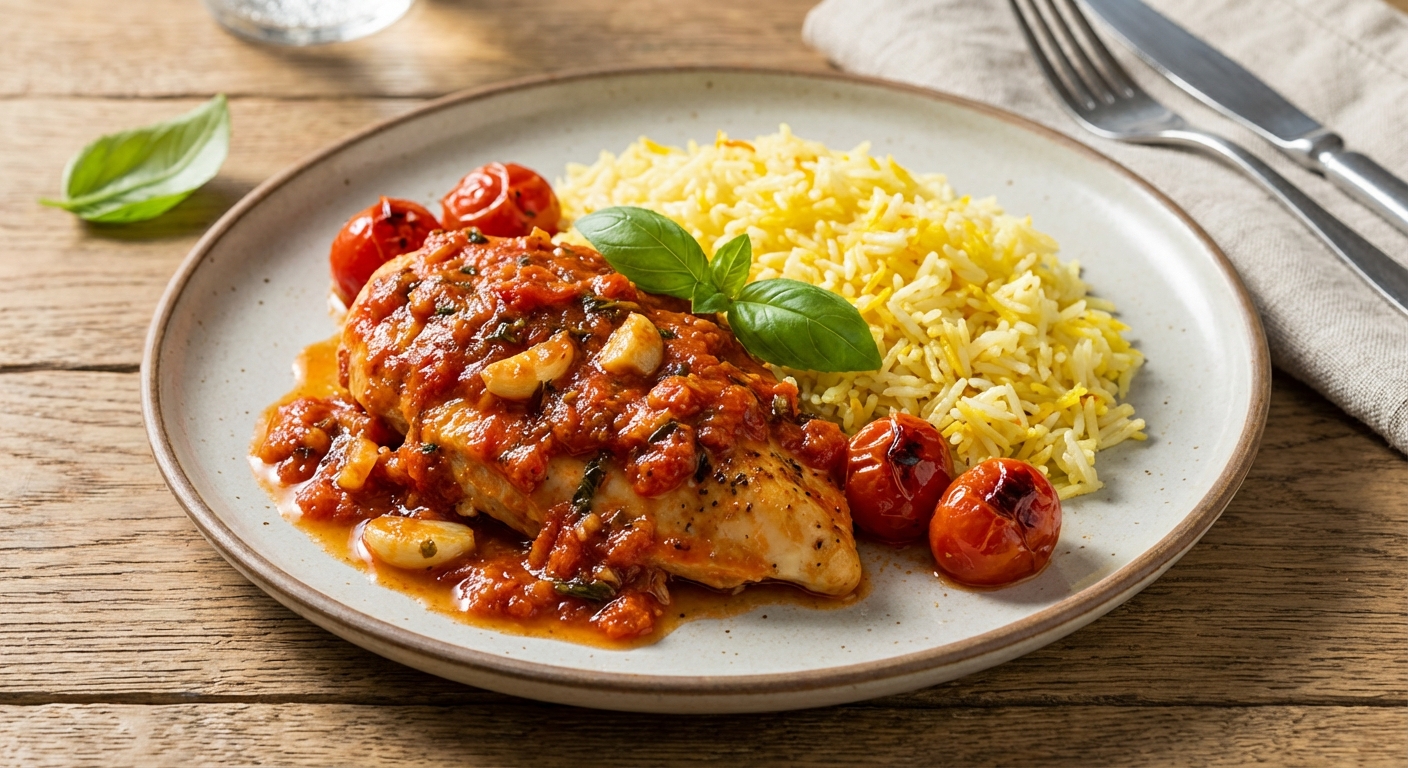 Garlic Tomato Chicken with Rice