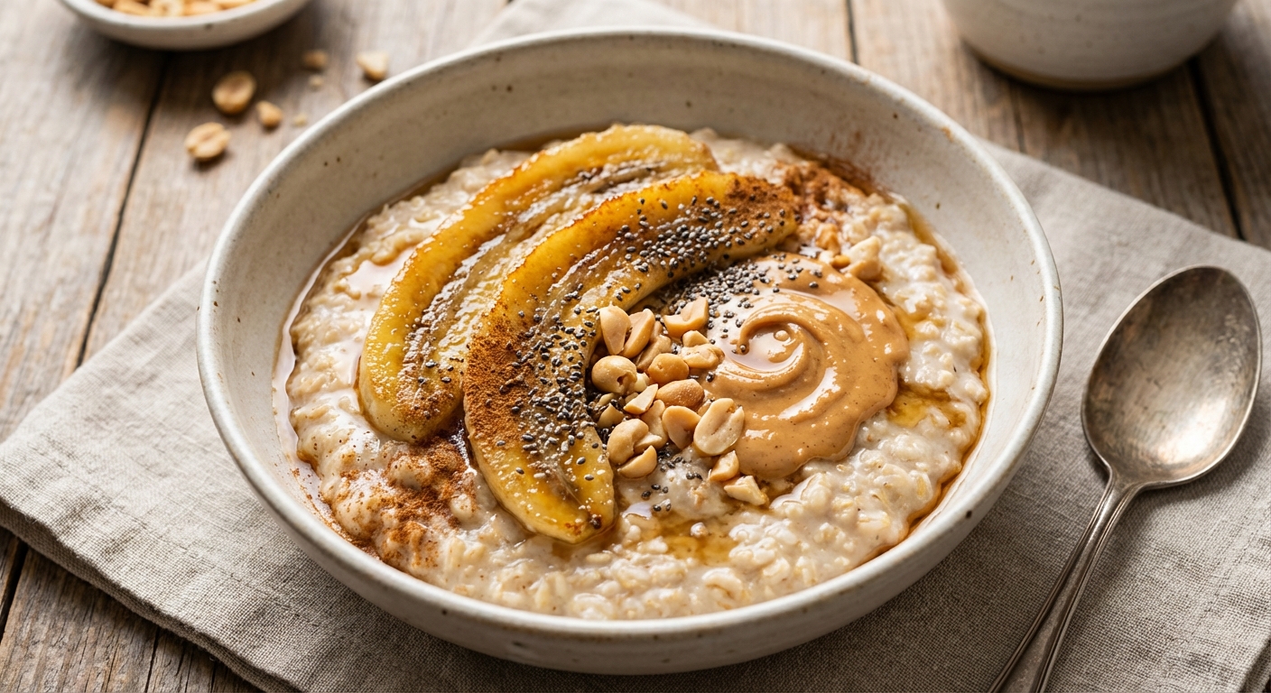 Quick Oatmeal with Banana & Peanut Butter