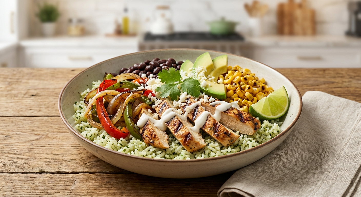Chicken Fajita Bowl with Cilantro Lime Rice