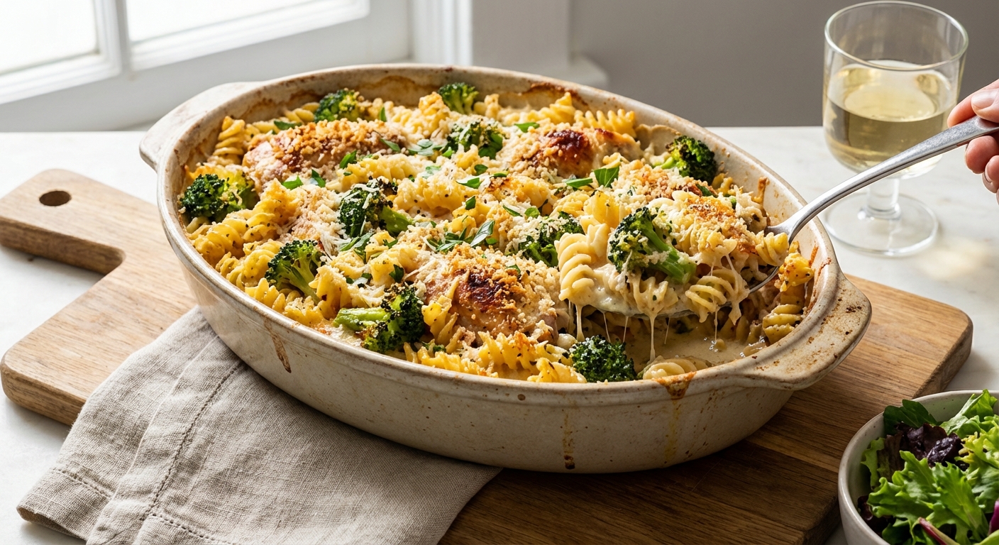 Rotisserie Chicken and Broccoli Rotini Bake