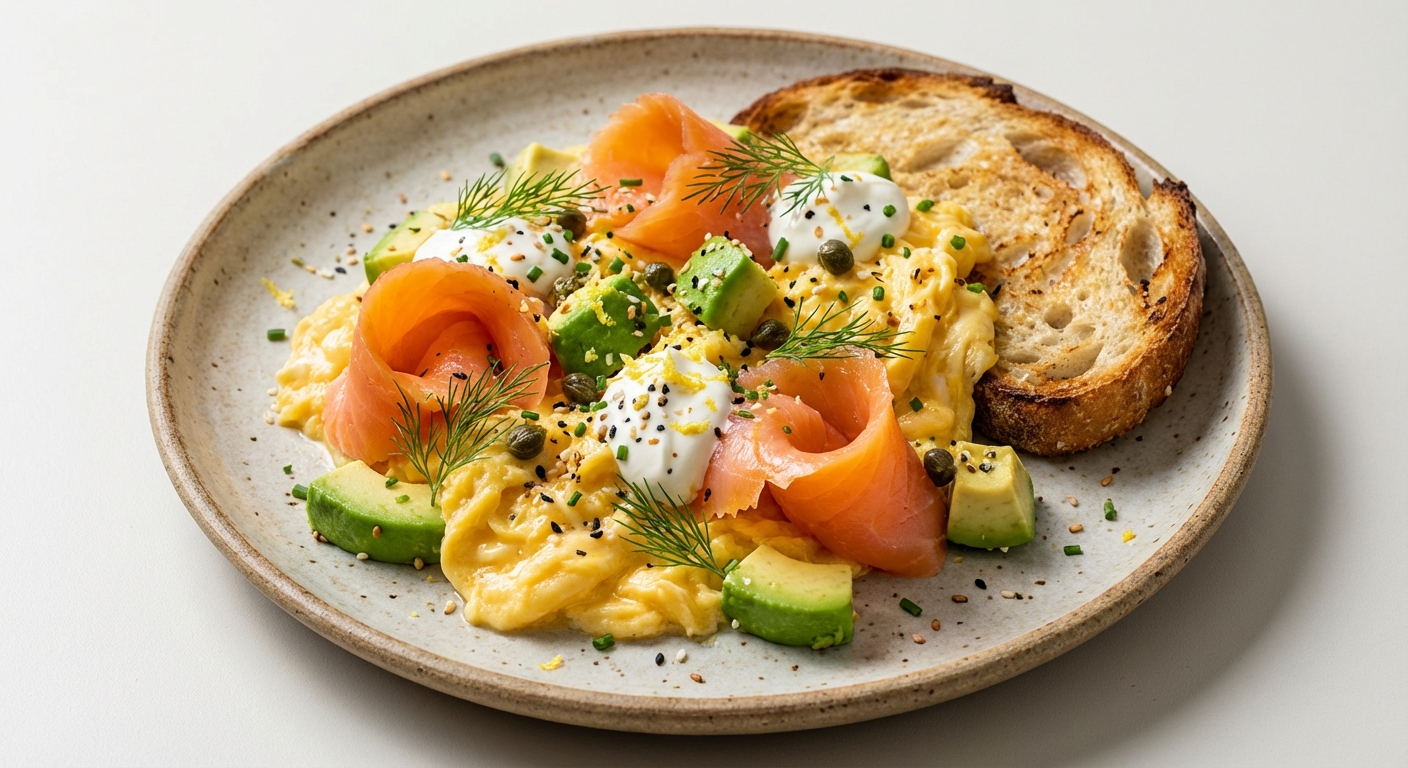 Smoked Salmon & Avocado Scrambled Eggs