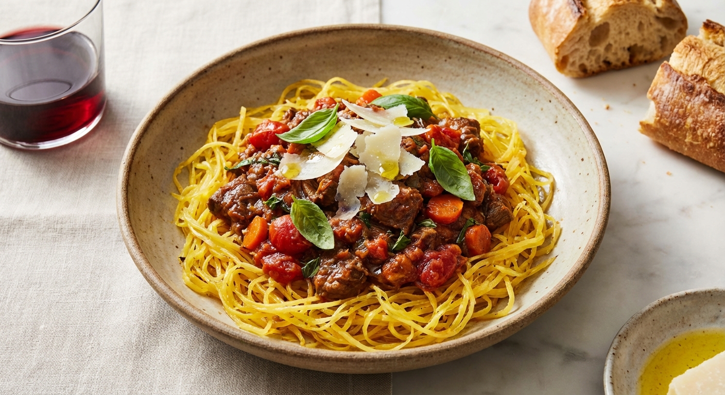 Italian Lamb Ragu over Roasted Spaghetti Squash