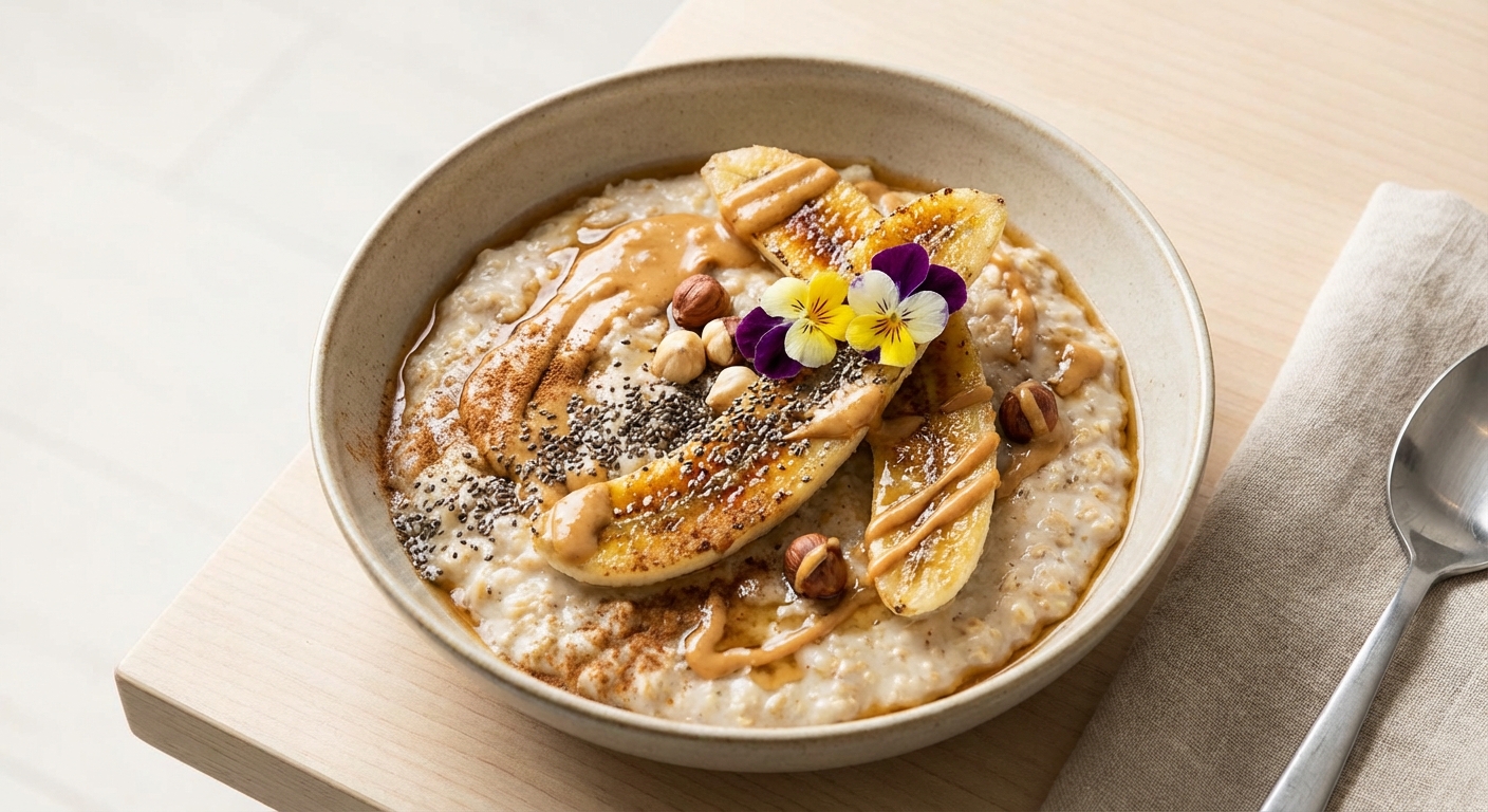 Oatmeal with Banana, Peanut Butter & Chia