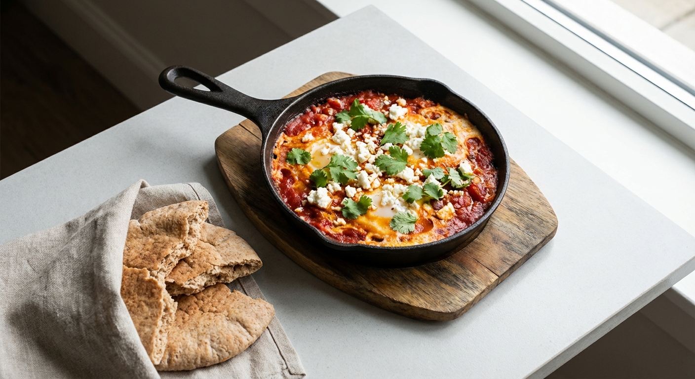 Shakshuka with Feta & Whole-Wheat Pita