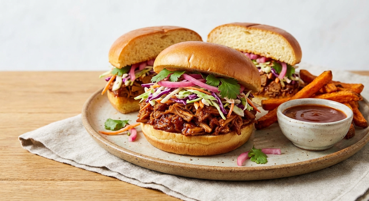BBQ Pulled Jackfruit Sandwiches with Egg-Free Coleslaw